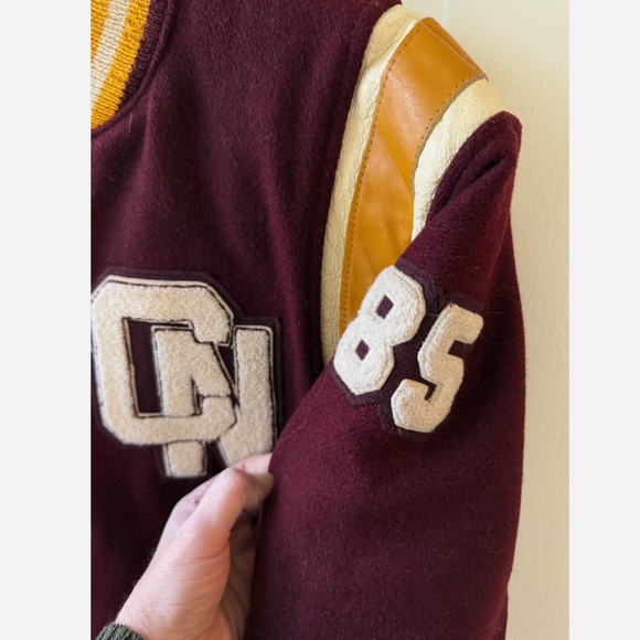 VTG 1985 Burgundy Gold Wool Leather Butwin Letterman Jacket Mens size M/L Paul - Picture 4 of 5
